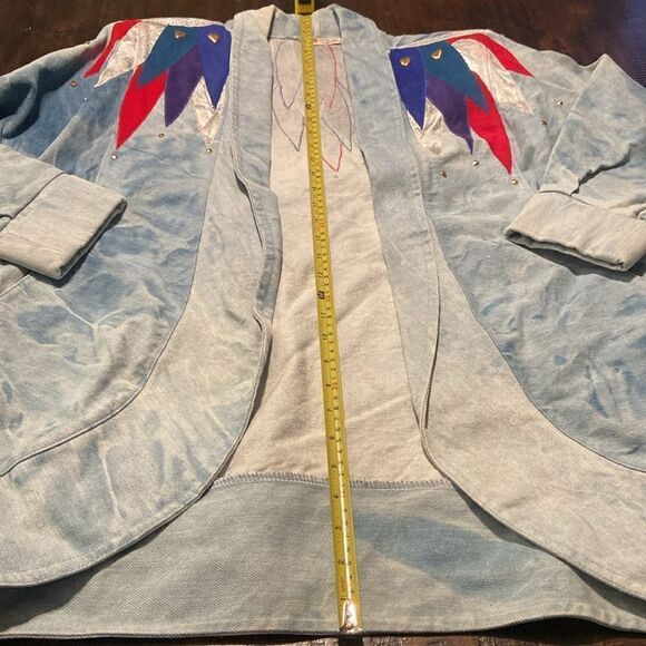 Vintage 80’s-90’s Handmade Denim Patch Jacket Shoulder Pads Pat Hardison pockets - Picture 11 of 15